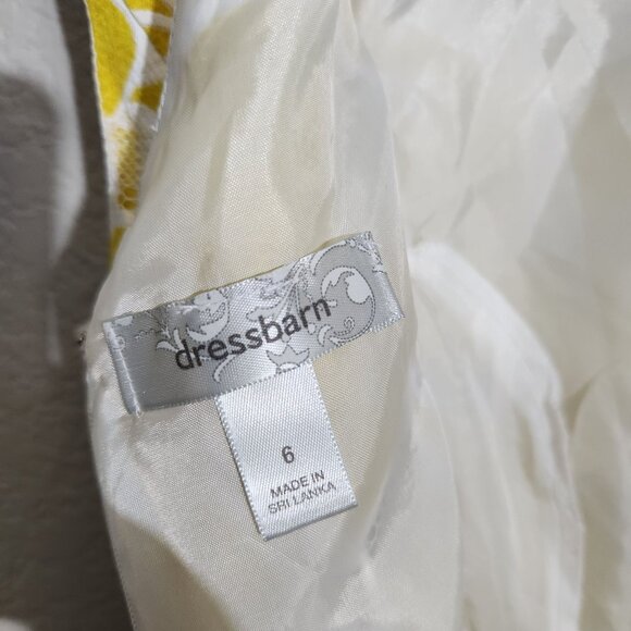Dressbarn Dress Womens Size 6 Sleeveless Floral Lace Fit Flare Yellow White - Picture 5 of 12